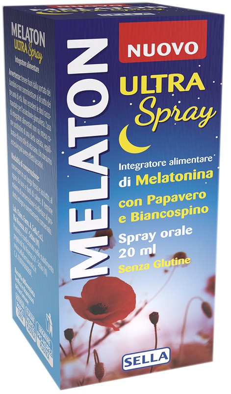 Sella Melaton Ultra Spray orale integratore di melatonina con papavero e biancospino 20ml