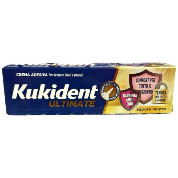 Kukident Ultimate Barriera anti-cibo sapore neutro Crema Adesiva punta di precisione 40 g