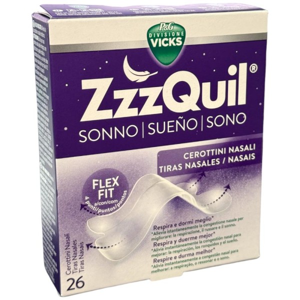 Vicks ZzzzQuil Sonno Cerottini Nasali 26 pezzi