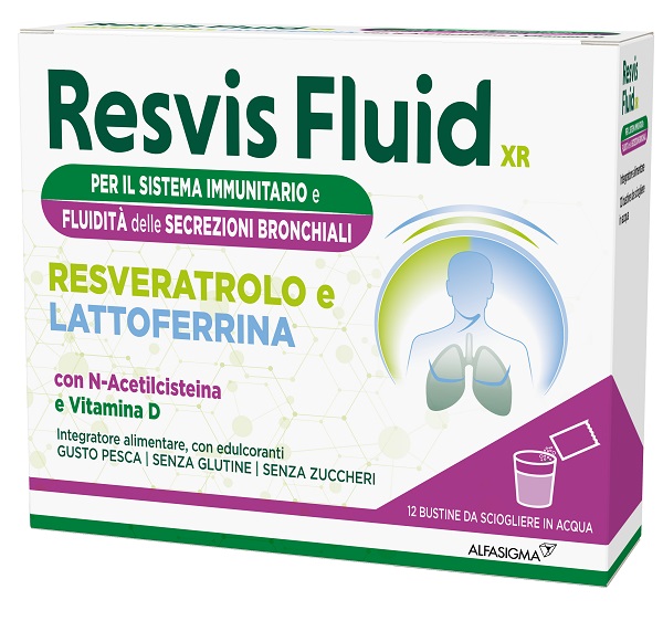 Resvis Fluid integratore peril sistema immunitario e fluidita' delle secrezioni bronchiali 12 buste