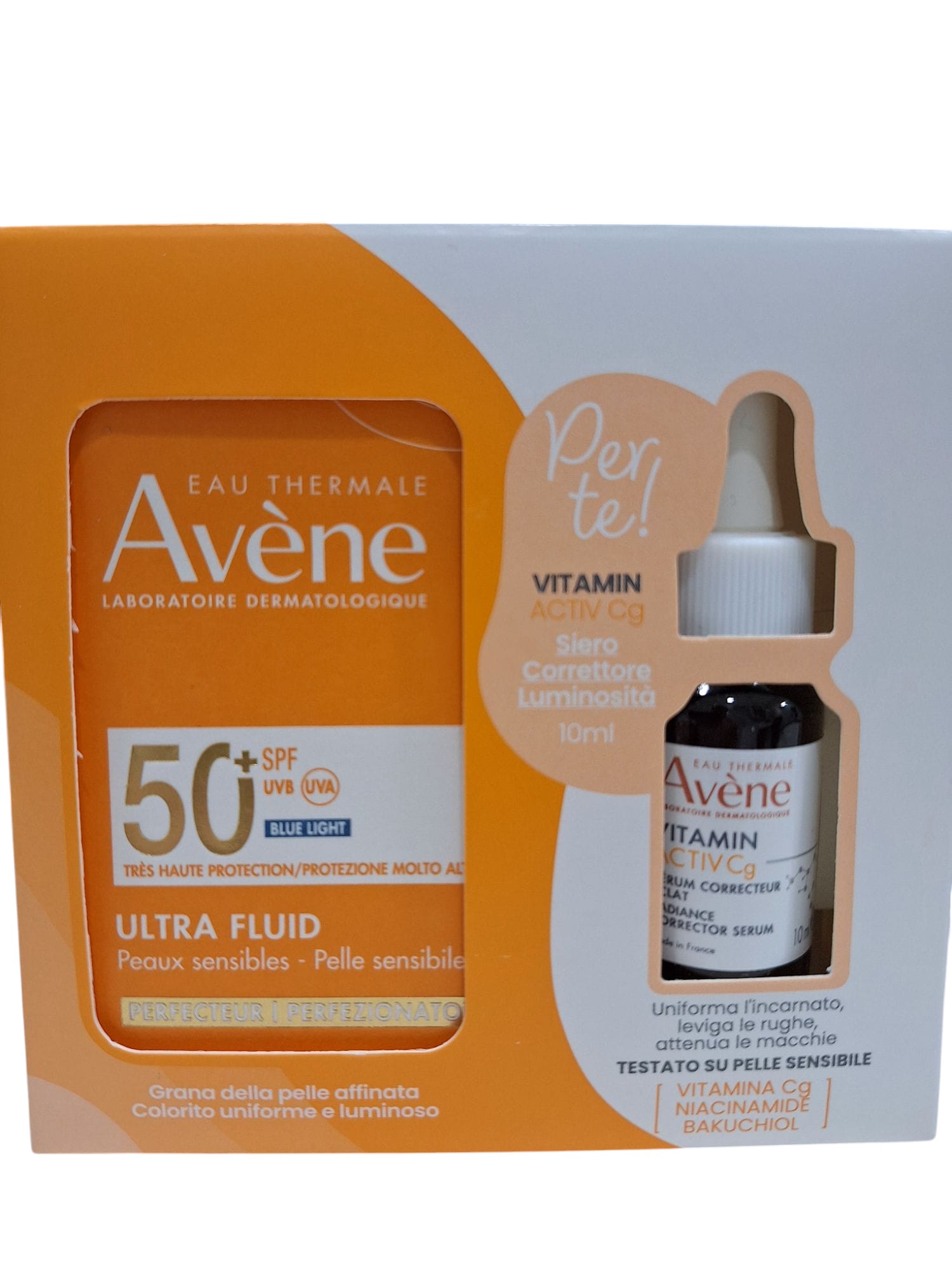 Avène Protezione Viso Ultra Fluid Colorata per pelle sensibile SPF50+ + Vitamin Activ Cg 10ml in omaggio (FINO AD ESAURIMENTO SCORTE)